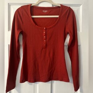Old Navy Red Button Up Long Sleeve